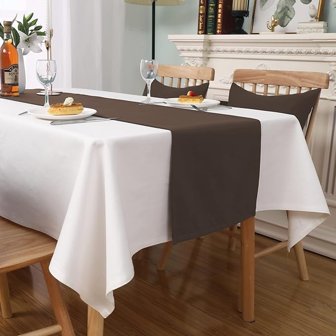 Rustic Brown Table Runner Solid Color Soft Thick Polyester Decorative Cloth - Image 4