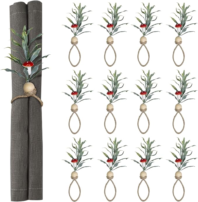 MAOANME Napkin Rings Set of 12, Rustic Eucalyptus Napkin Holder Rings by MAONAME