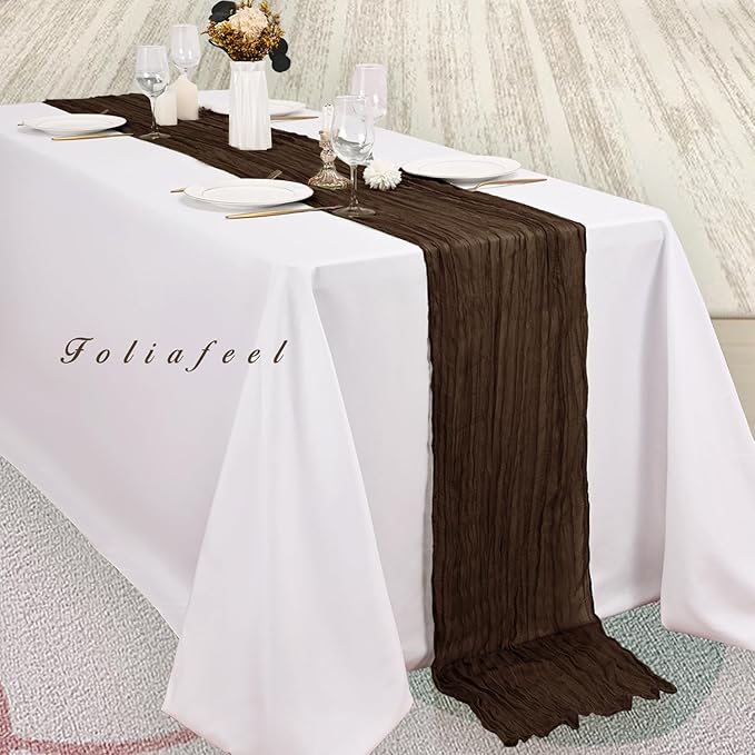 10FT 12 Pack Brown Cheesecloth Table Runner 20 x 120 Inch Long Boho Fabric - Image 4