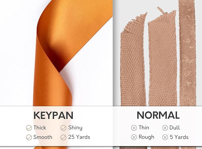 Copper Satin Ribbon 2.5 Inch Double-Faced Polyester Ribbons 25 Yards - Image 4