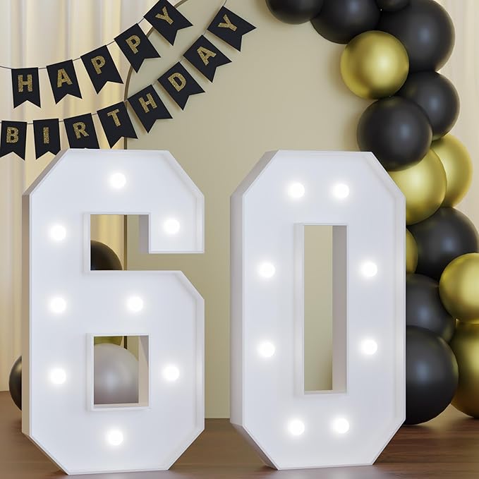 3FT Marquee Numbers 60, Happy 60th Birthday Decorations - Image 6