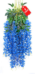 5 Pack Royal Blue Wisteria Hanging Flowers, 3.44 Ft Fake Hanging Flowers by ZEBMOON