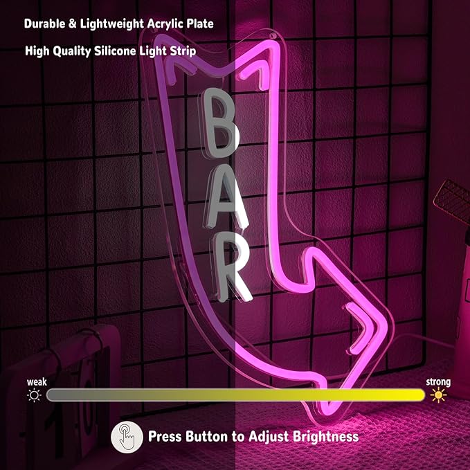 Bar Neon Sign for Wall Decor Arrow Neon Light Pink LED Neon Sign Letter Led - Image 5