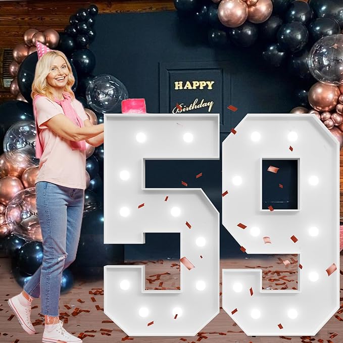 Marquee Numbers Large 59th-Birthday Decorations: 4ft Light Up Number Party - Image 7