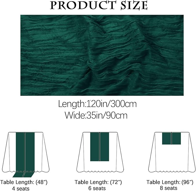 Emerald Green Cheesecloth Table Runner - 10FT x 35Inch Boho Gauze - 16PCS - - Image 2