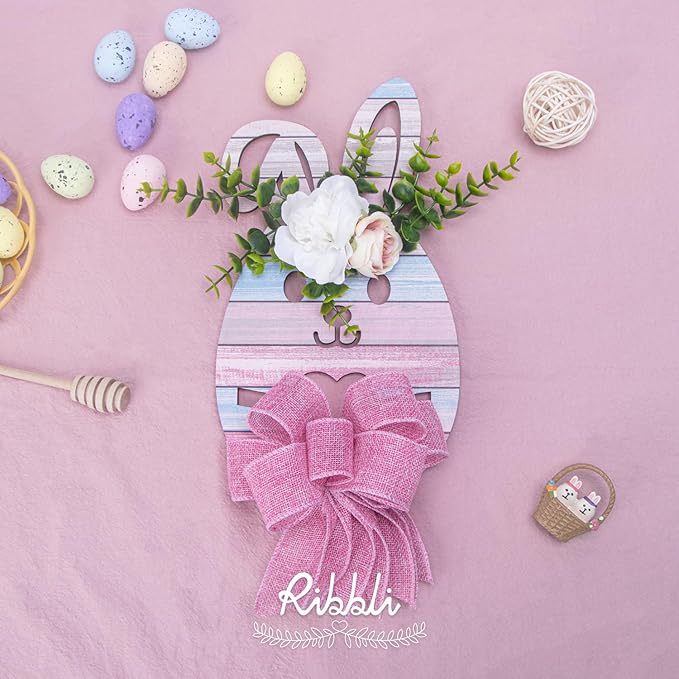 Ribbli Pink Burlap Valentine's Day Wired Ribbon, 1-1/2 Inch x 10 Yard, Easter - Image 4