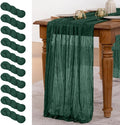 MLMW 10 Pack Christmas Table Runner Cheesecloth Emerald Green Table Runner Boho by MLMW