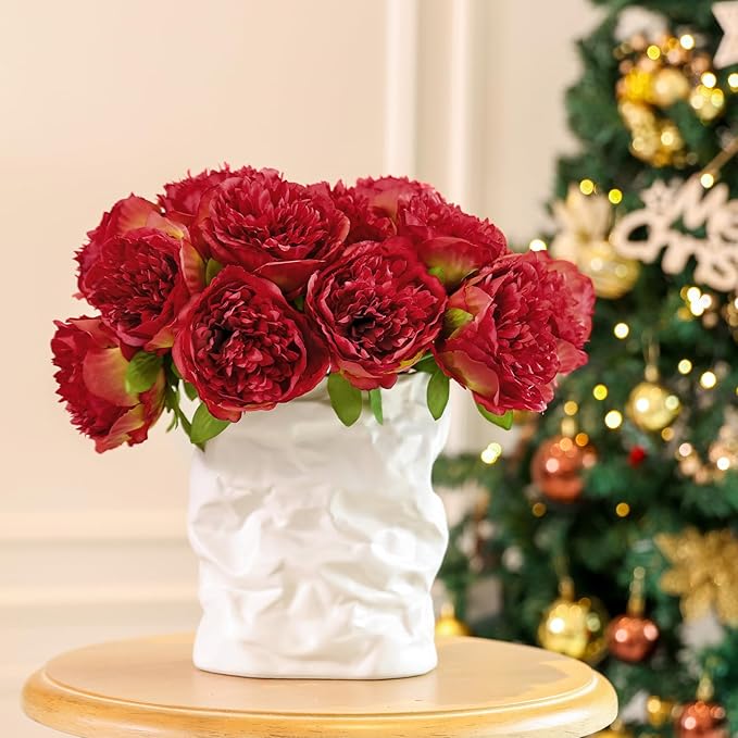 U'Artlines 20 Heads Artificial Peony Silk Flower Leaf - Image 4