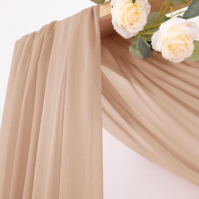 MLMC Nude Wedding Arch Draping Fabric 4 Panels 29" x 20 FT Extra Long Gauze - Image 2