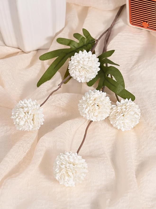 Waipfaru 10pcs Fake Silk Pompon Mum Artificial Flowers, Bulk Faux Mini - Image 5