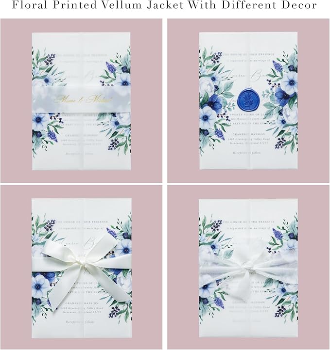 PONATIA 50 PCS Vellum Jackets for 5x7 Invitation Cards - Image 3
