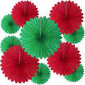 20 Pcs Red Green Hanging Paper Fan, Round Paper Fans Decorations Set by Tisspoms