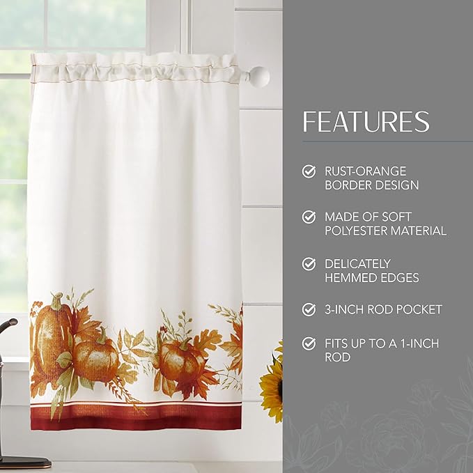 Elrene Home Fashions Autumn Pumpkin Grove Window Tier Set and Kitchen/Café - Image 3