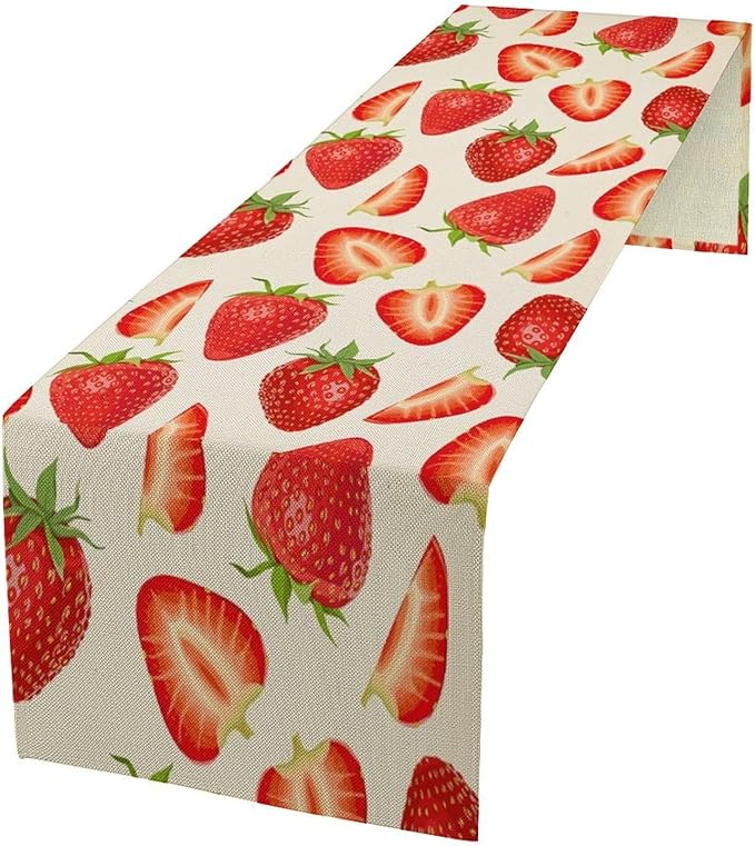 Strawberry Table Runner Spring Summer Wild Berry Fruit Theme Dinner Runner by SHElifestyle