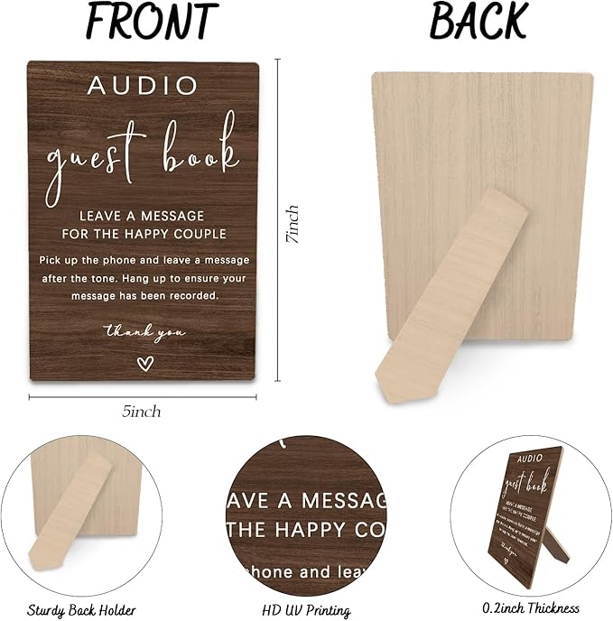 Audio Guestbook Sign, Audio Phone Guestbook Wooden Stand 5x7inch, Wedding - Image 6