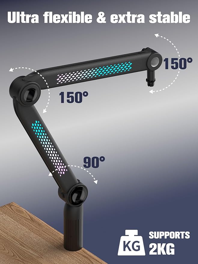 SUNMON RGB Mic Arm – Adjustable Boom Arm - Image 5