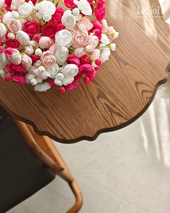 Letjolt Ranunculus Artificial Flower White Silk Flowers Faux DIY Bouquet - Image 8