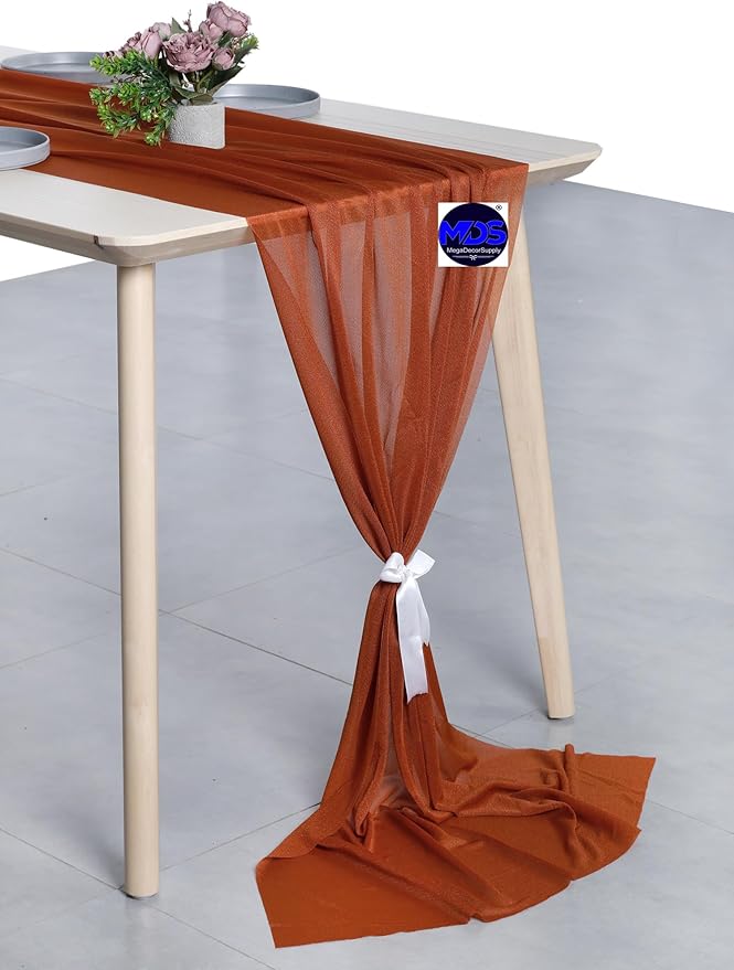 MDS 20 Pack 10ft Chiffon Table Runner 29 x 120 Inches Sheer Wedding Runner - Image 3