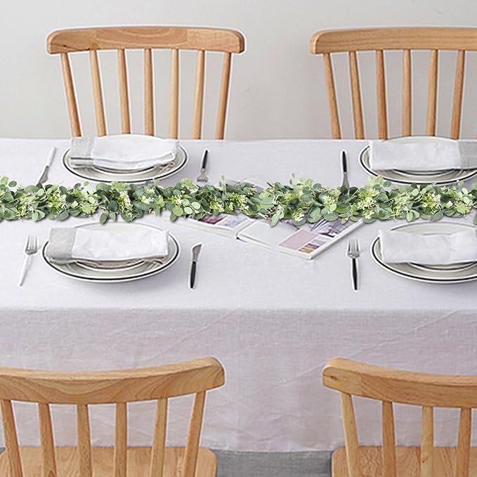 MAKHOT 5.9FT Eucalyptus Garland, Artificial Greenery Garland Flower, Fake - Image 9
