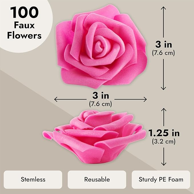 Juvale Artificial Roses - 3 in Heads - Image 4