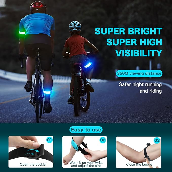 LED Armband Running USB Rechargeable, High Visibility Wristband - Image 5