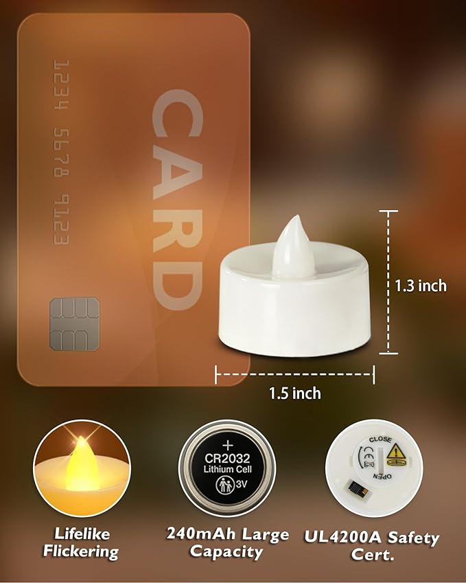 Homemory 24-Pack Flameless LED Tea Lights Candles Battery Operated, 200+Hour - Image 2