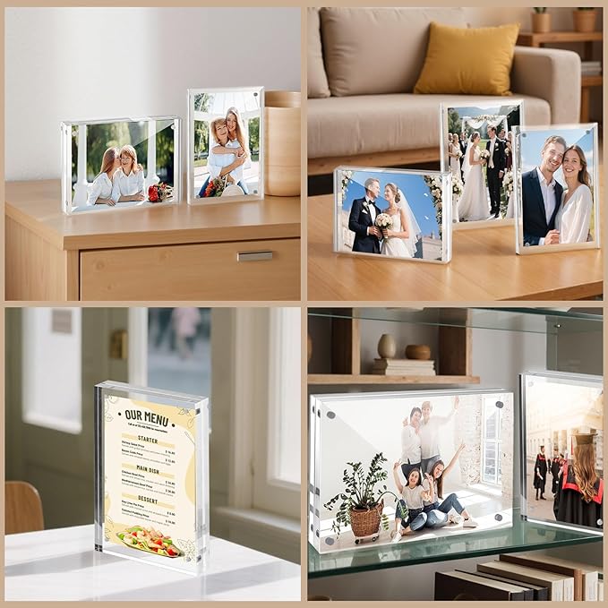 JOHOUSE 2 Pack 5 x 7 Acrylic Picture Frames, Double Sided Magnetic Photo Frames - Image 8