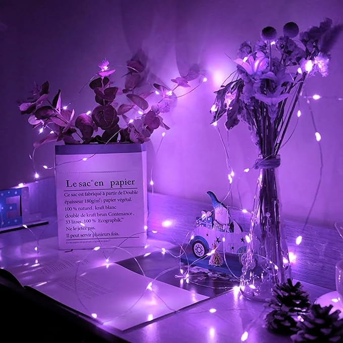 8 Pack Purple Fairy Lights 7Ft 20 LED Twinkle String Lights 3 Modes Battery - Image 5