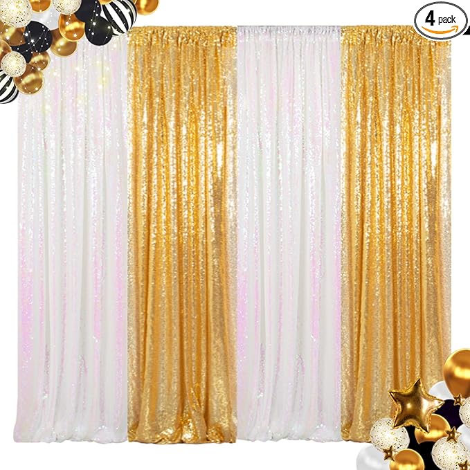 ShinyBeauty 4-Pack Sequin Photo Backdrop Curtains 2x8FT by ShinyBeauty