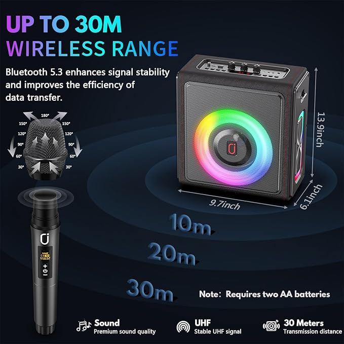Karaoke Machine, Portable Bluetooth 5.3 Speaker - Image 7