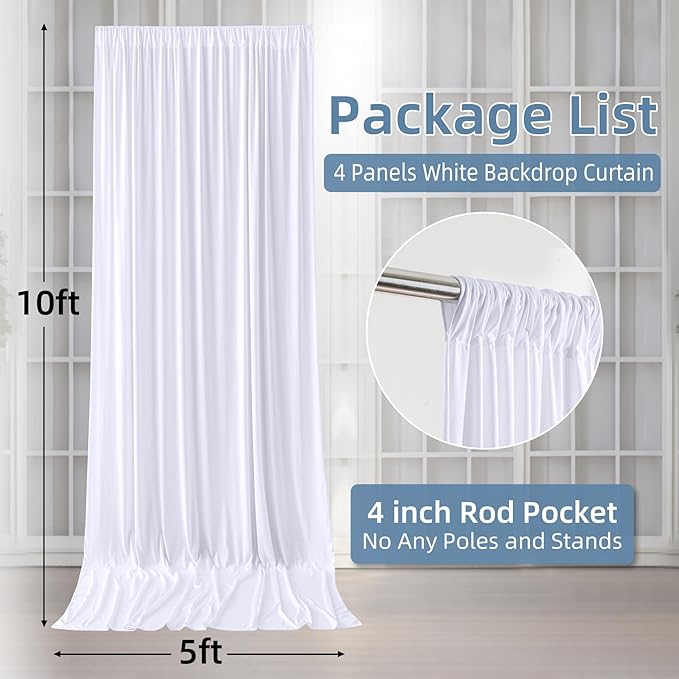 20ft×10ft Wrinkle Free White Backdrop Curtains - Image 2