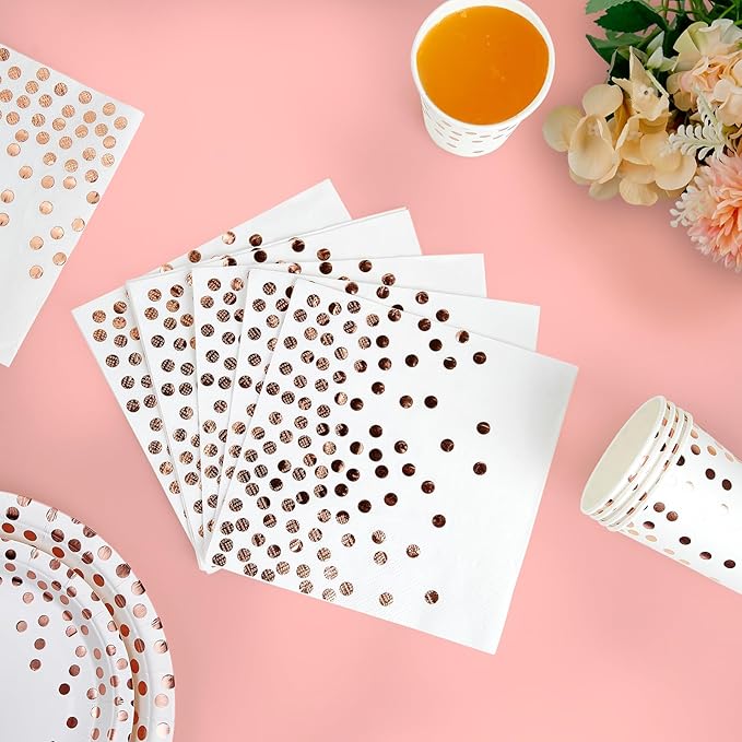 White and Rose Gold Party Supplies - Image 4