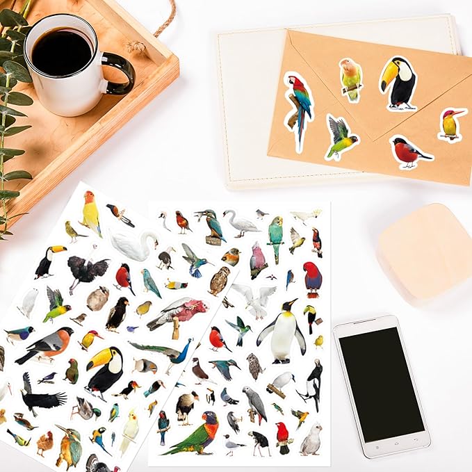 Bird Stickers 850 Count Tropical Bird Parrot Flamingo Peacock Hummingbirds - Image 6