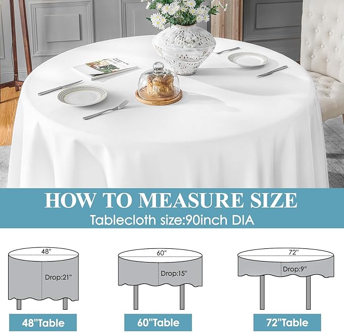 VidaFete 6 Pack 90inch Round Tablecloth Polyester Table Cloth，Stain Resistant - Image 2