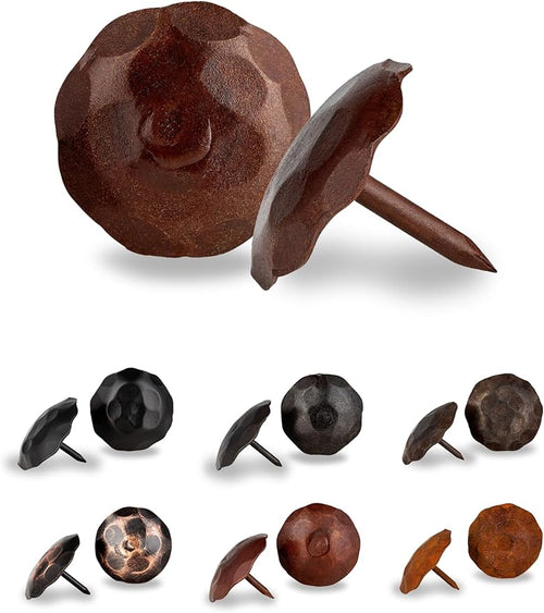 10 Pack 1" Small Round Head Iron Clavos Decorative Nails – Sealed Rusted – by BorderlandRusticHardware