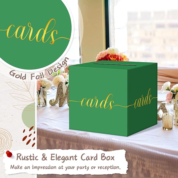 QIKSION Green Graduation Card Box, Wedding Reception, Baby Shower - Image 3