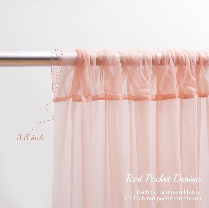 20ft X 10ft Peach Tulle Backdrop Curtain - Image 5