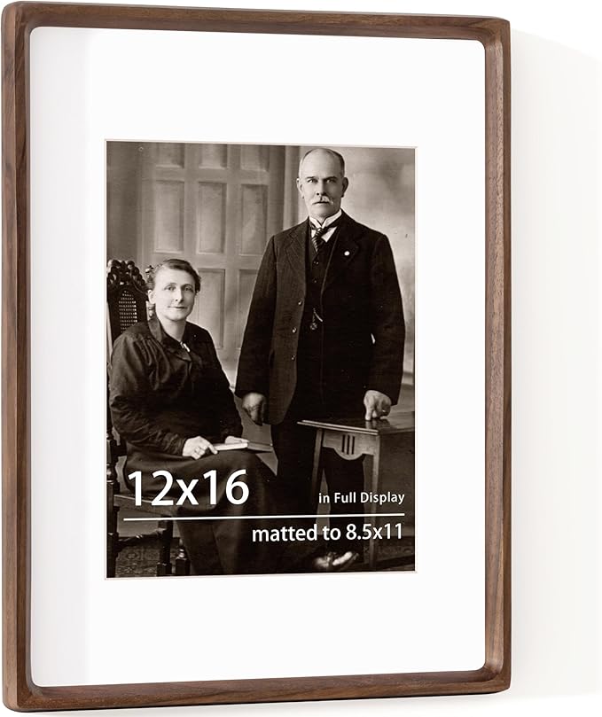 12x16 Frame USA-Sourced Natural Walnut Wood Solid Wood Photo Frame Handcrafted by Dreamland