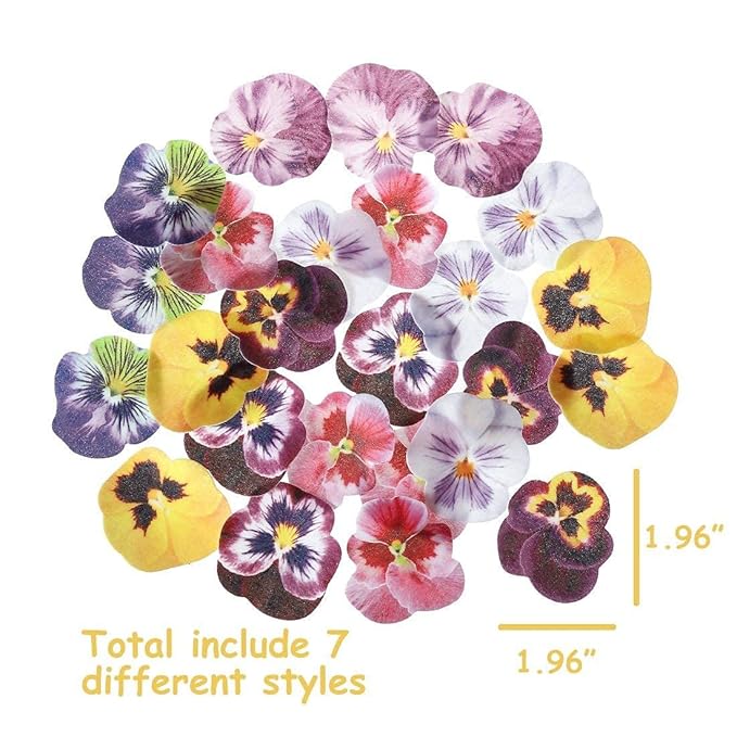 GEORLD 36pcs Edible Cupcake Toppers Pansies Cake Decoration, Flat not 3D - Image 2