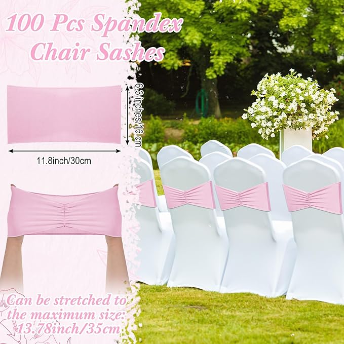 Moukeren 100 Pcs Spandex Chair Sashes Bows Chair Bands Slider Sashes - Image 2