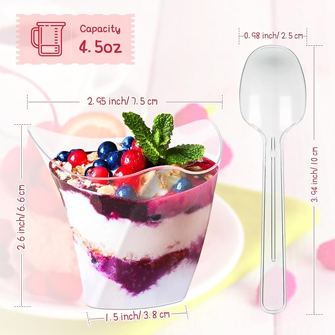 Honeydak 150 Pcs Plastic Dessert Cups without Lids 4.5 oz - Image 3