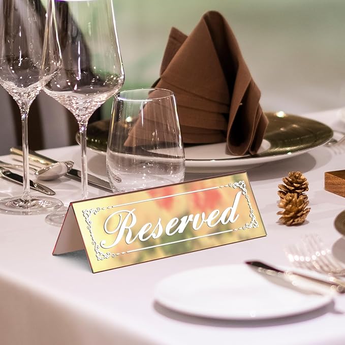 12 Pcs Mirrored Gold Reserved Table Signs, Acrylic Reserved Signs - Image 7