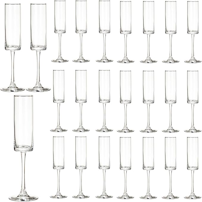 24 Pieces Clear Champagne Flutes 6 OZ Straight Sided Wine Glasses Champagne by Unknown