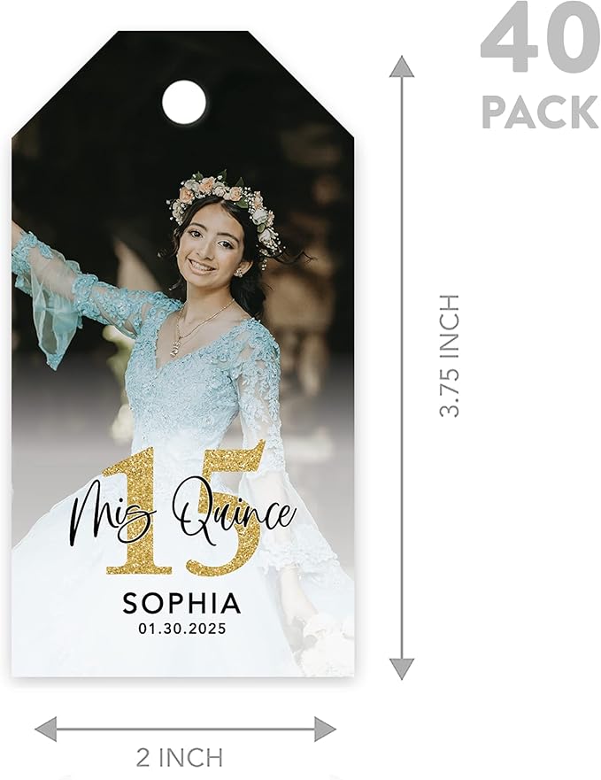 Andaz Press 40-Pack Personalized Quinceañera Favor Tags - Image 5