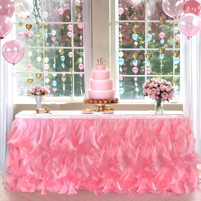 Luxury Organza Mesh Table Skirt Draping Floating Romance by BTFHOME