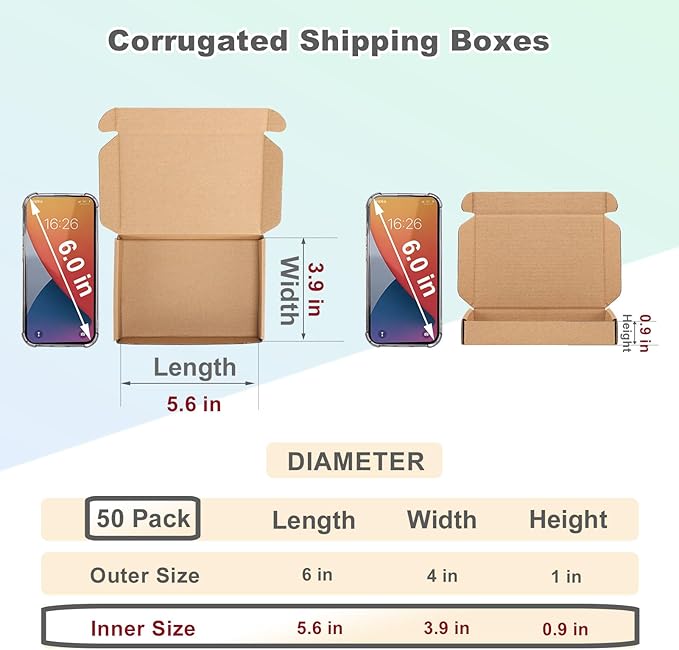 MEBRUDY 6x4x1 Inches Shipping Boxes Pack of 50, Small Corrugated Cardboard Box - Image 2