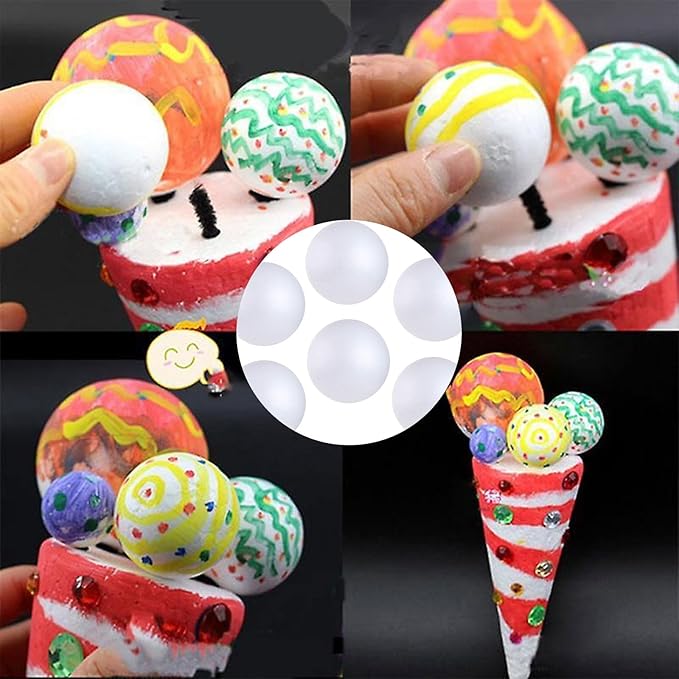 121 PCS 7 Sizes White Foam Balls Polystyrene Craft Balls - Image 7