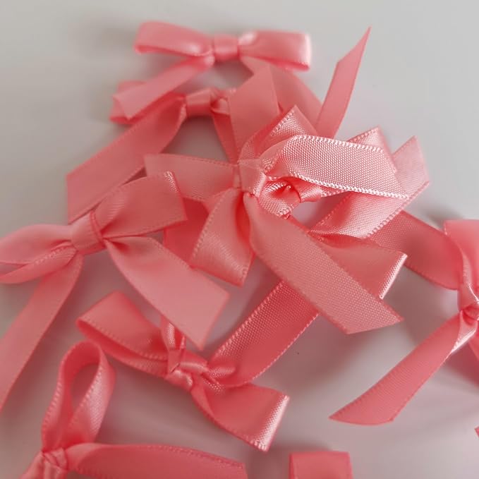 50pcs 1-1/2" Mini Light Pink Satin Ribbon Bows Without Twist Ties - Image 8