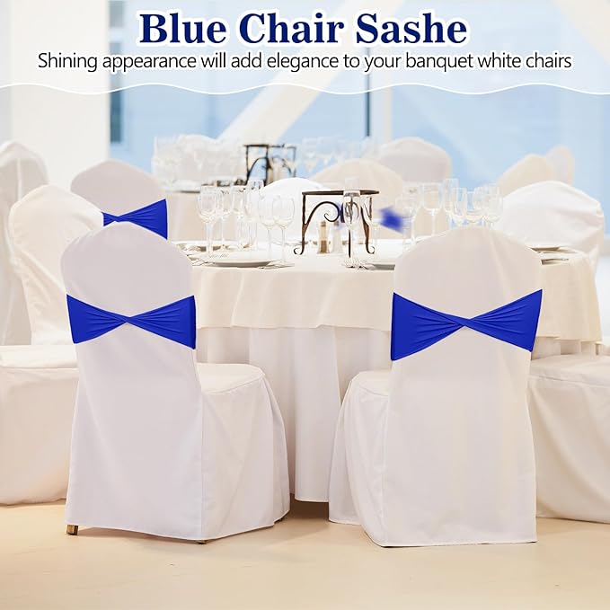 Kinlop 50 Pcs Spandex Chair Sashes Bows Chair Bands Slider Sashes - Image 5