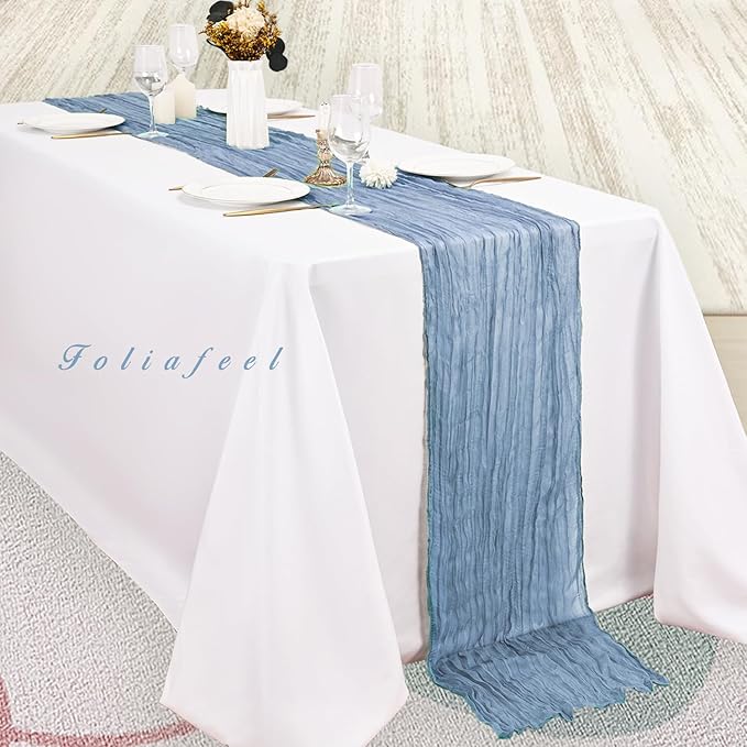 6 Pack Dusty Blue 10FT Cheesecloth Table Runner Rustic Gauze Fabric Cheese - Image 4